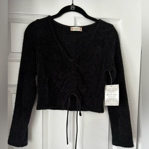 NWT Altar’d State Black Ruched Crop Sweater